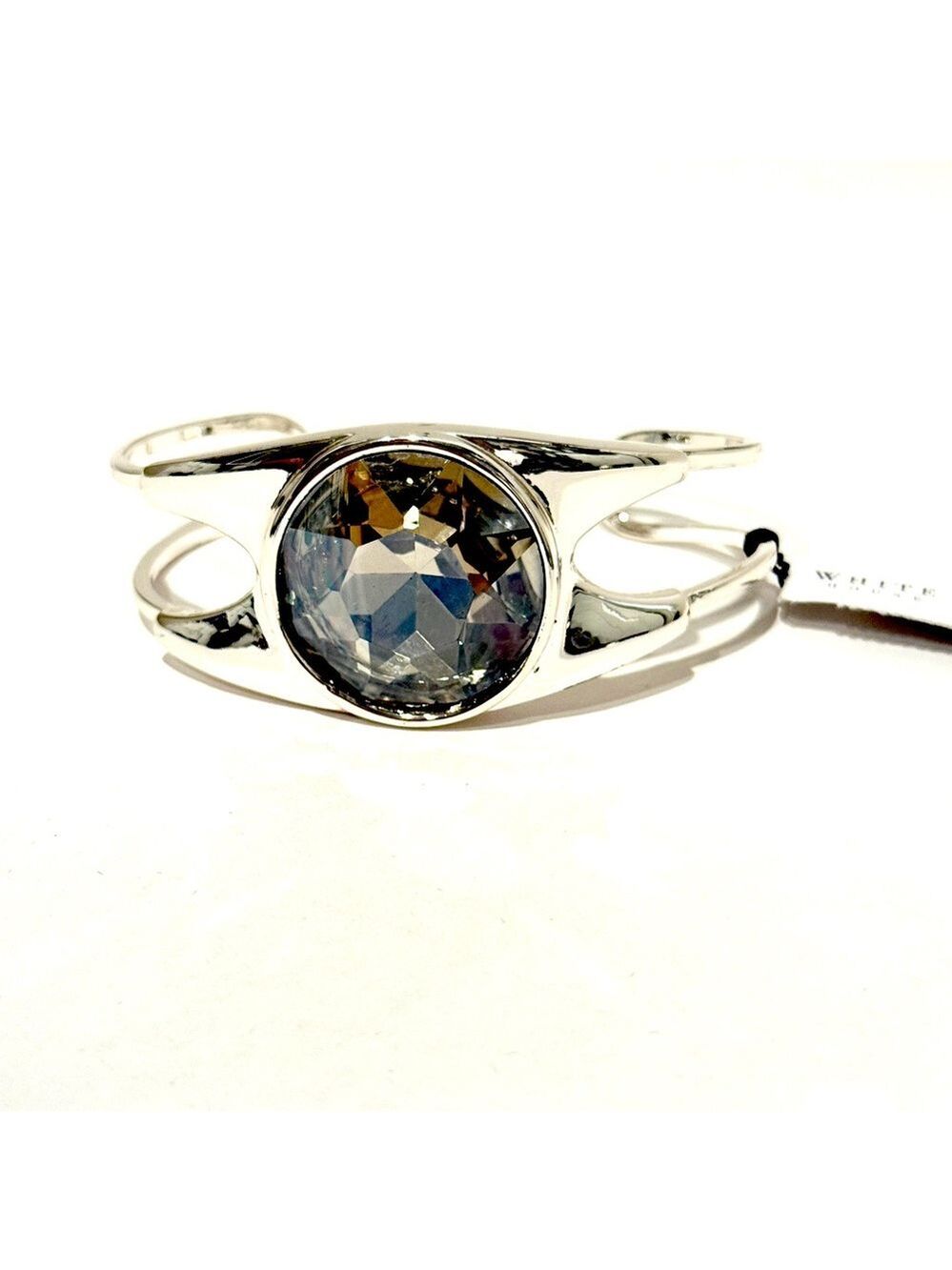 WHITE HOUSE BLACK MARKET | NWT Statement Silver Crystal Cuff Bracelet 💎 - Picture 3 of 11